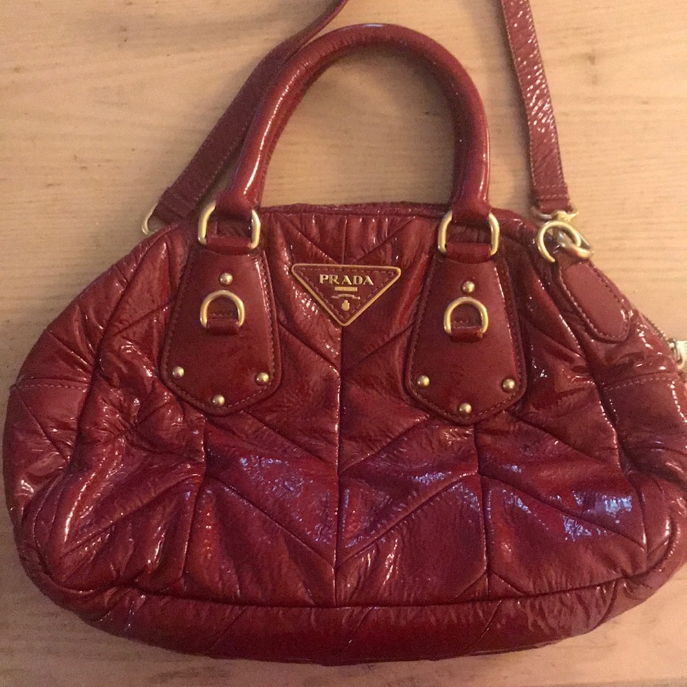 PRADA Red Leather Lux Bowler